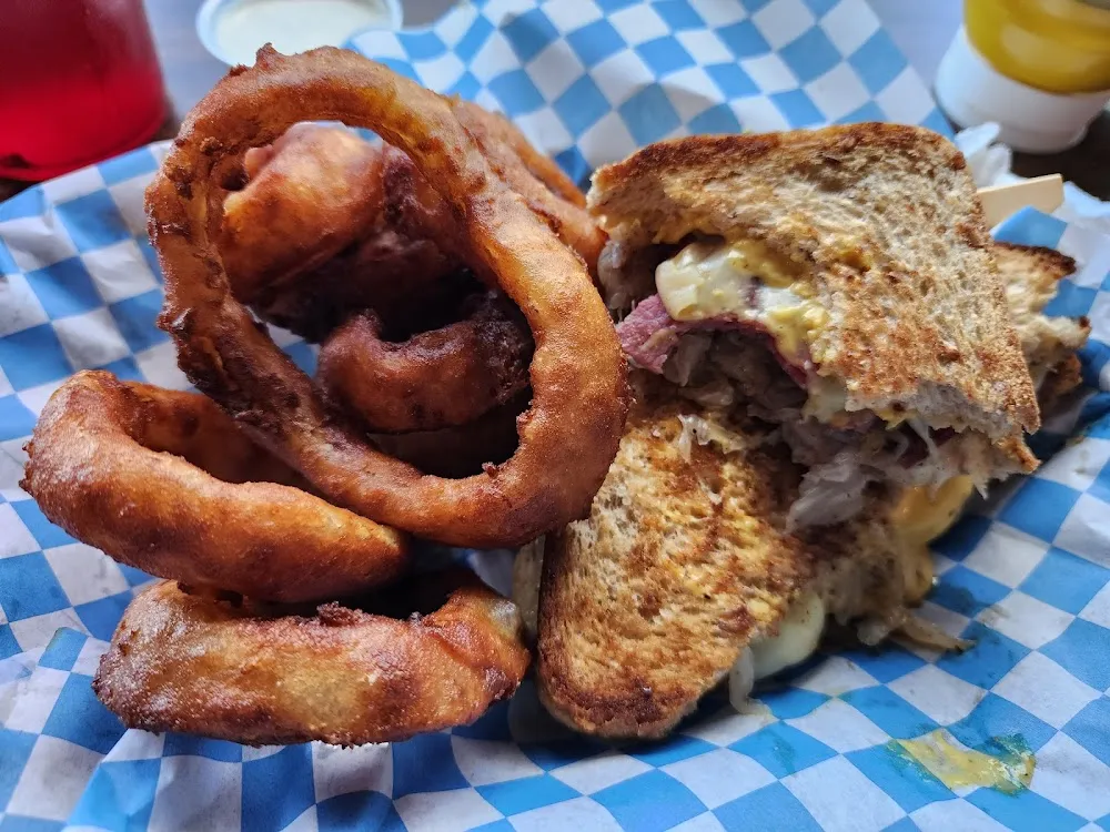 Reuben Sandwich with Onion Rings